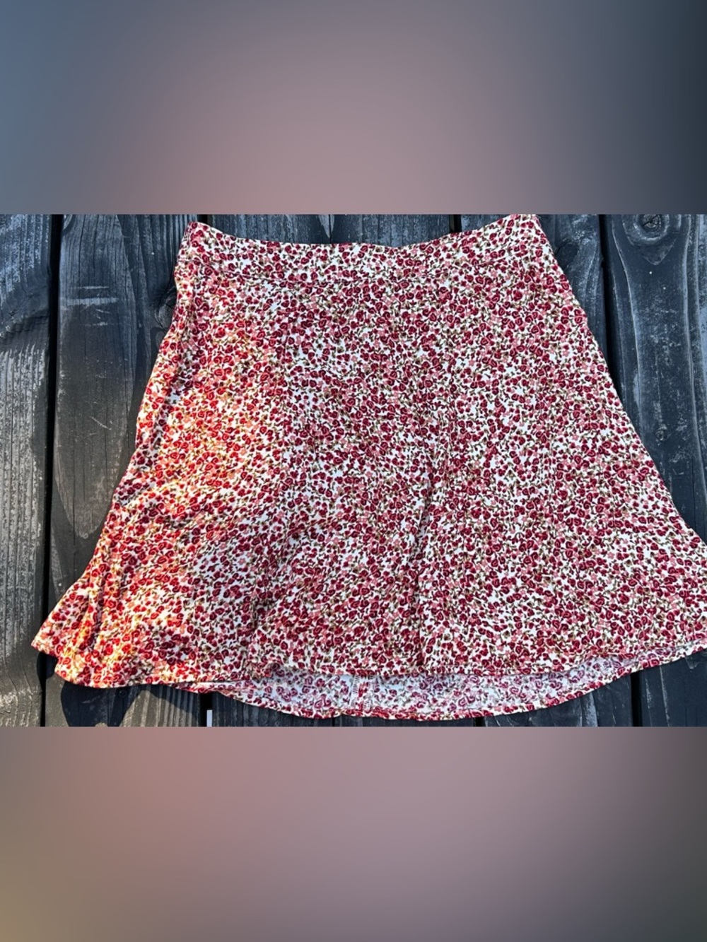 Reformation White Skirt with Red Floral Print